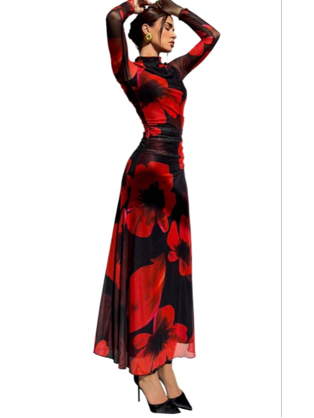 NEW Verdusa Floral Formal Slimming Wedding Guest Long Sleeve Maxi Dress L